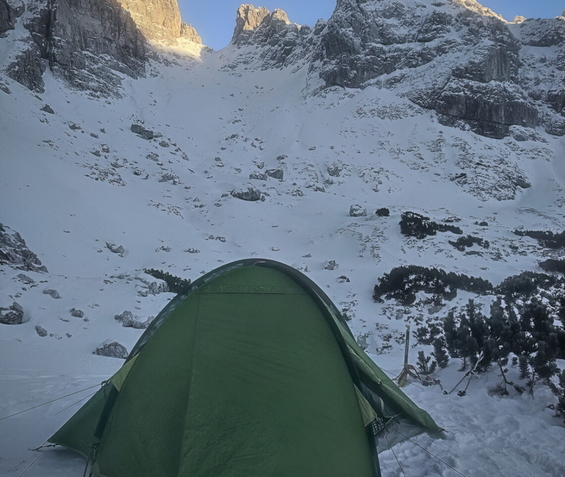 Gelo e resistenza in cerca della fauna alpina. Alpi Giulie, Italia.