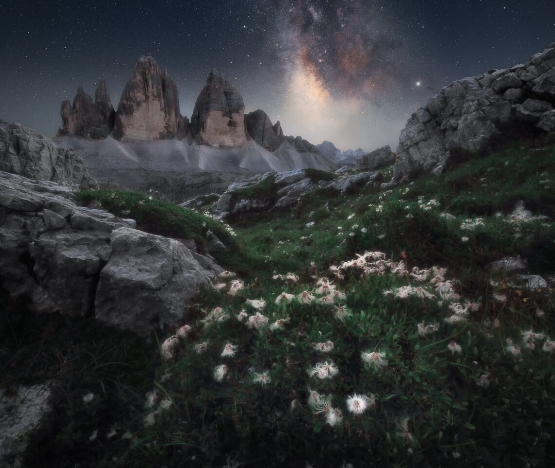 Spettatore di scenari che restano scolpiti per sempre nel cuore. Parco Naturale Tre Cime, Dolomiti di Sesto, Italia.